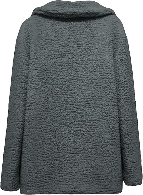 TDEOK Teddyjas voor dames, warm, fleece mantel, korte winterjas, warme pluche jas, comfortabele zachte revers, winterjas, knuffelige teddy-fleece, overgangscardigan, groen, S