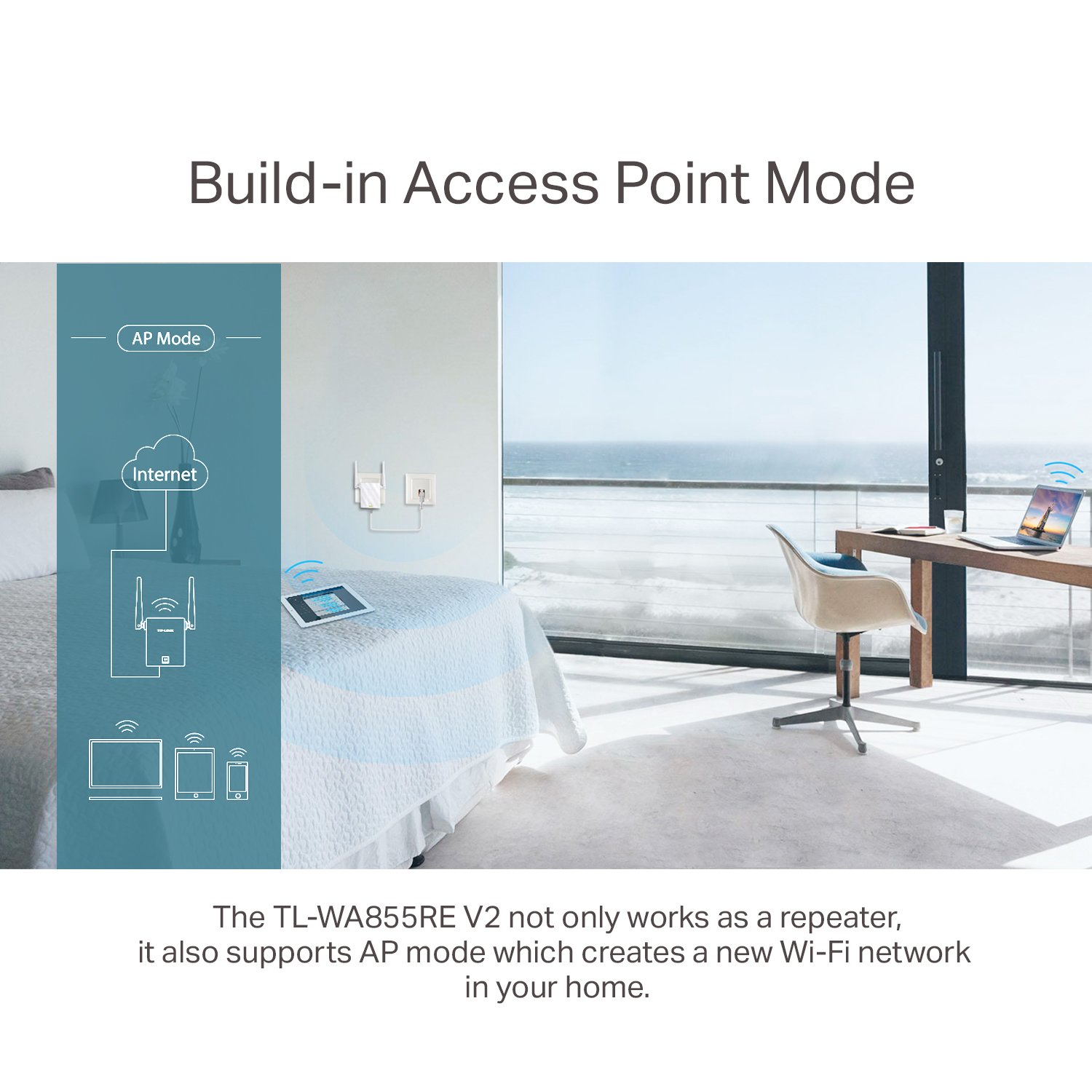 TP-Link N300 Universal Range Extender, Broadband/Wi-Fi Extender, Wi-Fi Booster/Hotspot with 1 Ethernet Port and 2 External Antennas, Plug and Play, Built-In Access Point Mode, UK Plug (TL-WA855RE)