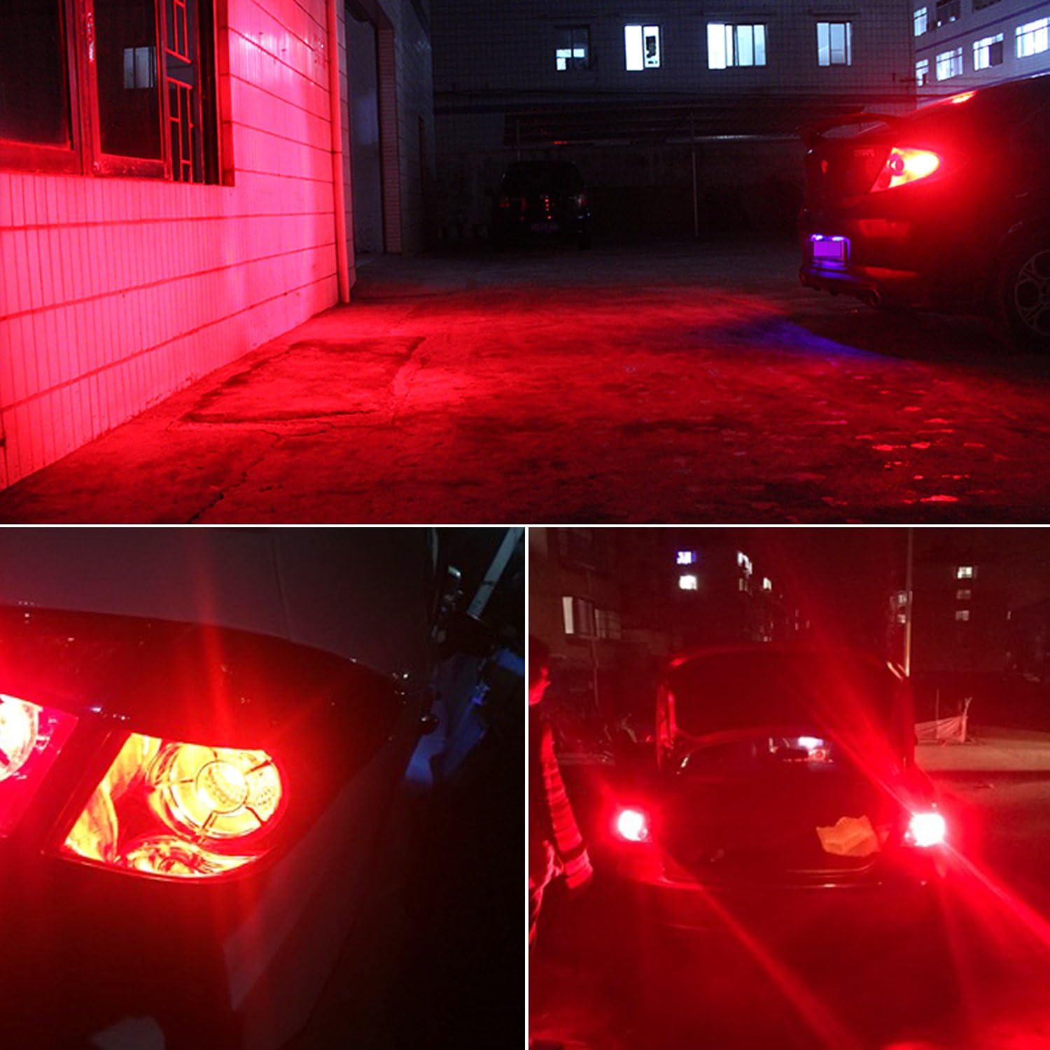 PHINLION 3157 Red LED Light Bulb Super Bright 72-SMD 3056 3156 3057 4057 4157 LED Bulbs for Car Truck Tail Brake Stop Turn Signal Blinker Side Marker Lights