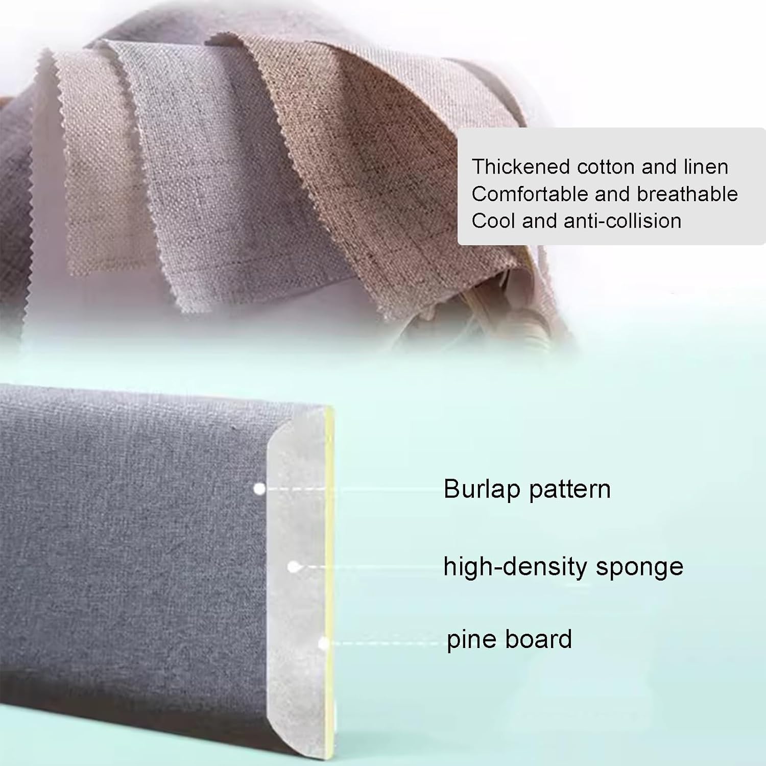 Upholstered Wall Panels, Removeable Playroom Protection Panel, Reusable Full Linen Headboard, Self-Adhesive 3D Guard Pad for Bedroom Playroom (Gray 2pcs)