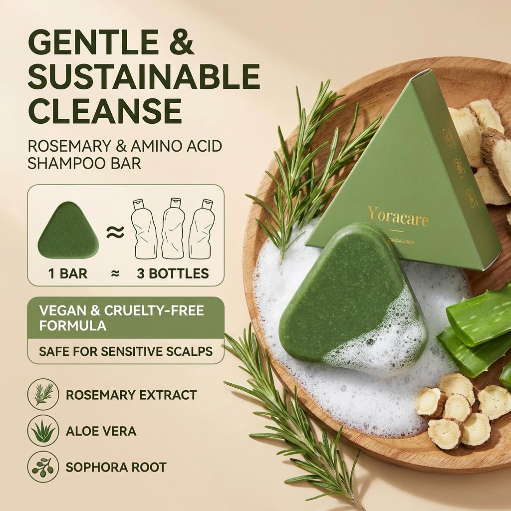 yoracare Korean Scalp Revival Bar, Shampoo Nourishing Repair Damaged Hair, Herbal Shampoo Bar for Thinning Hair, Solid Shampoo with Ginseng Biotin Rice Water, Deep Cleansing Dandruff Control