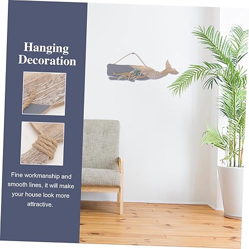 Miniatura 8 de DECHOUS 1 colgante decorativo de ballena, decoración de mano, colgadores de madera para decorar peces de madera mediterráneos, decoración de pared