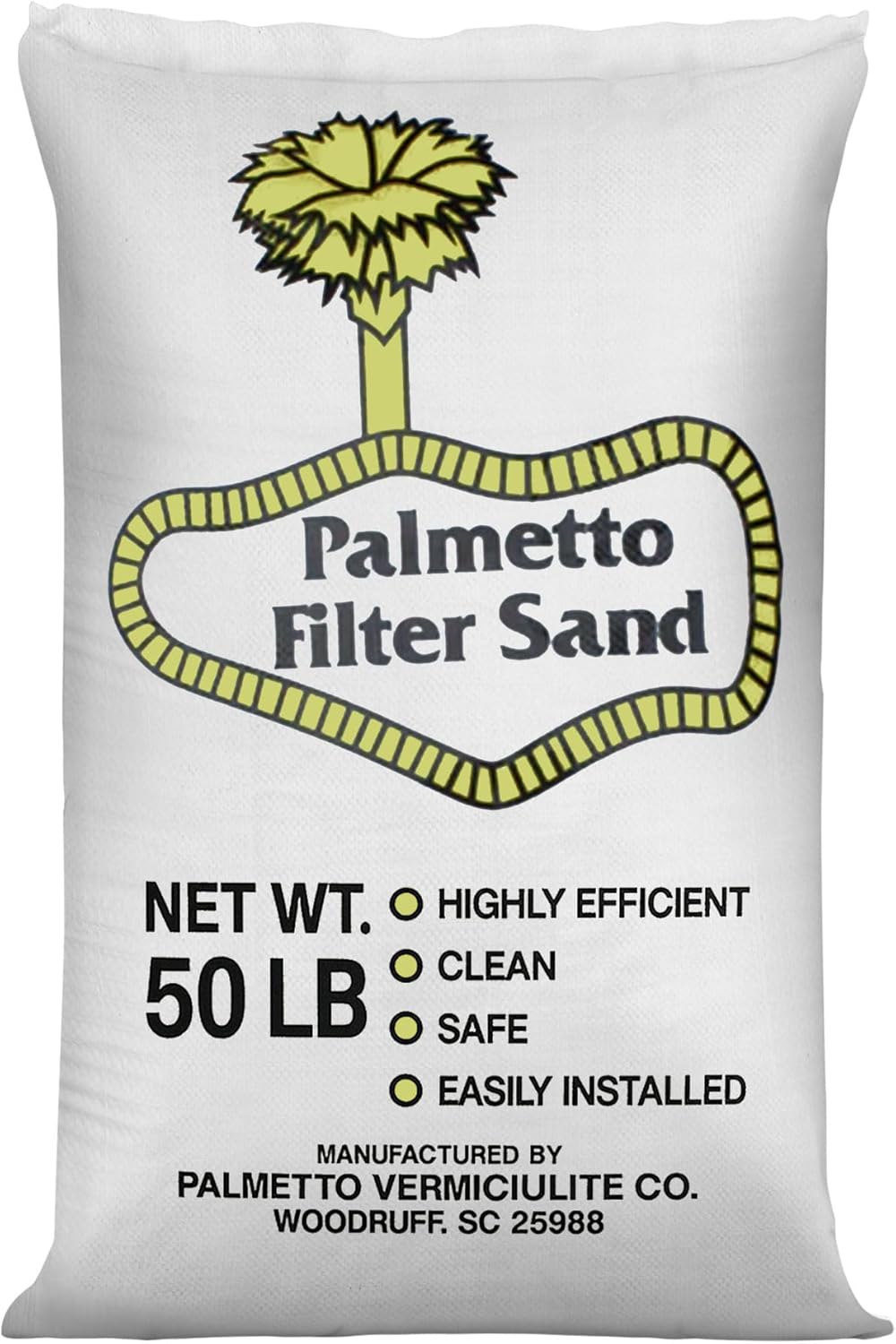 Palmetto Swimming Pool Filter Sand for Above Ground and Inground Pools, Natural Silica, 50 Lb Bag - Residential and Commercial Pool System Accessories - Supplies for Cleaning and Maintenance