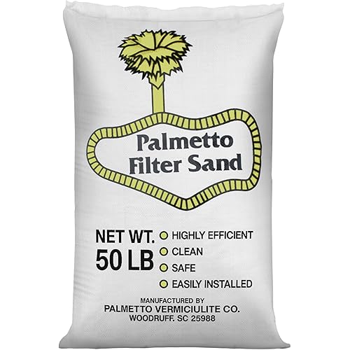 Palmetto Swimming Pool Filter Sand for Above Ground and Inground Pools, Natural Silica, 50 Lb Bag - Residential and Commercial Pool System Accessories - Supplies for Cleaning and Maintenance
