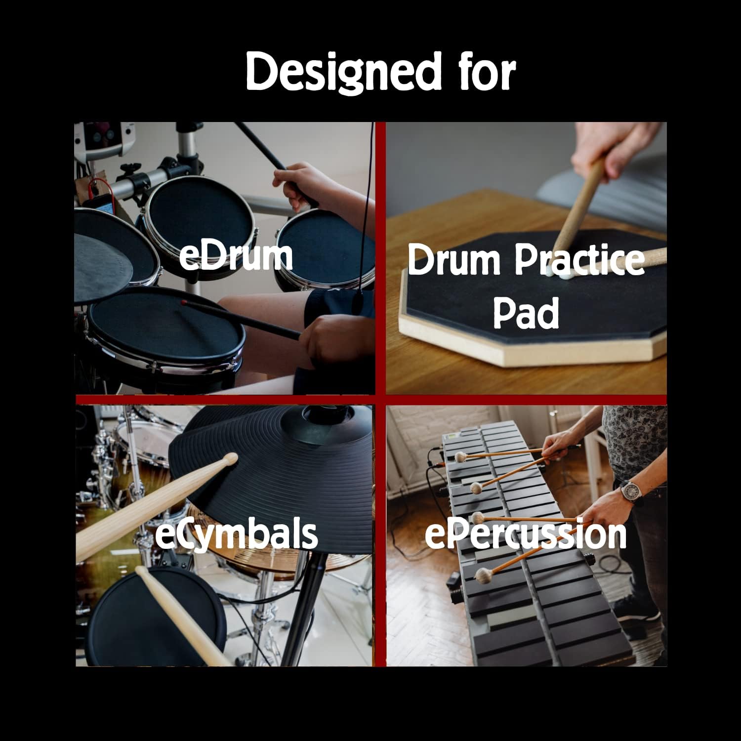 Adoro Silent eSticks - Quiet Drum Sticks for Electronic Drum Set & Drum Pad - Drumsticks that Reduce the Loud Contact Noise and Protects Pads at the same time - SSE (1 Pair)