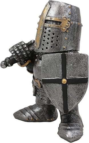 Miniatura 2 de Estatua de caballero de jardín, figuras de caballero de jardín, gnomos, decoraciones medievales, templarios, cruzados, guardia, armadura de