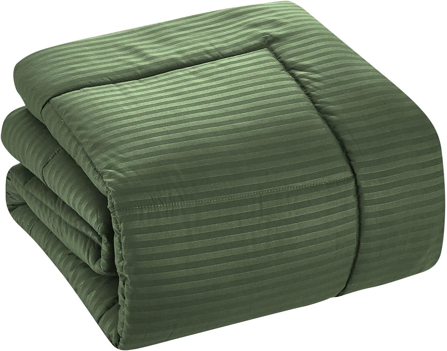 1 Piece Classic Egyption Cotton Premium Quality Comforter-300 GSM Cotton Stripe, 1000 TC (Twin Size,Moss)
