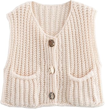 Women Y2k Bow Tie Back Sweater Vest Top Casual Sleeveless Crochet Crop Short Cardigans Knitted Tank Tops