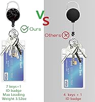 Vista 83 de Giancomics Black ID Badge Holder with Lanyard, Lanyards for ID Badges with Badge Reel Retractable Heavy Duty, Lanyard with ID Holder Keychain Clip