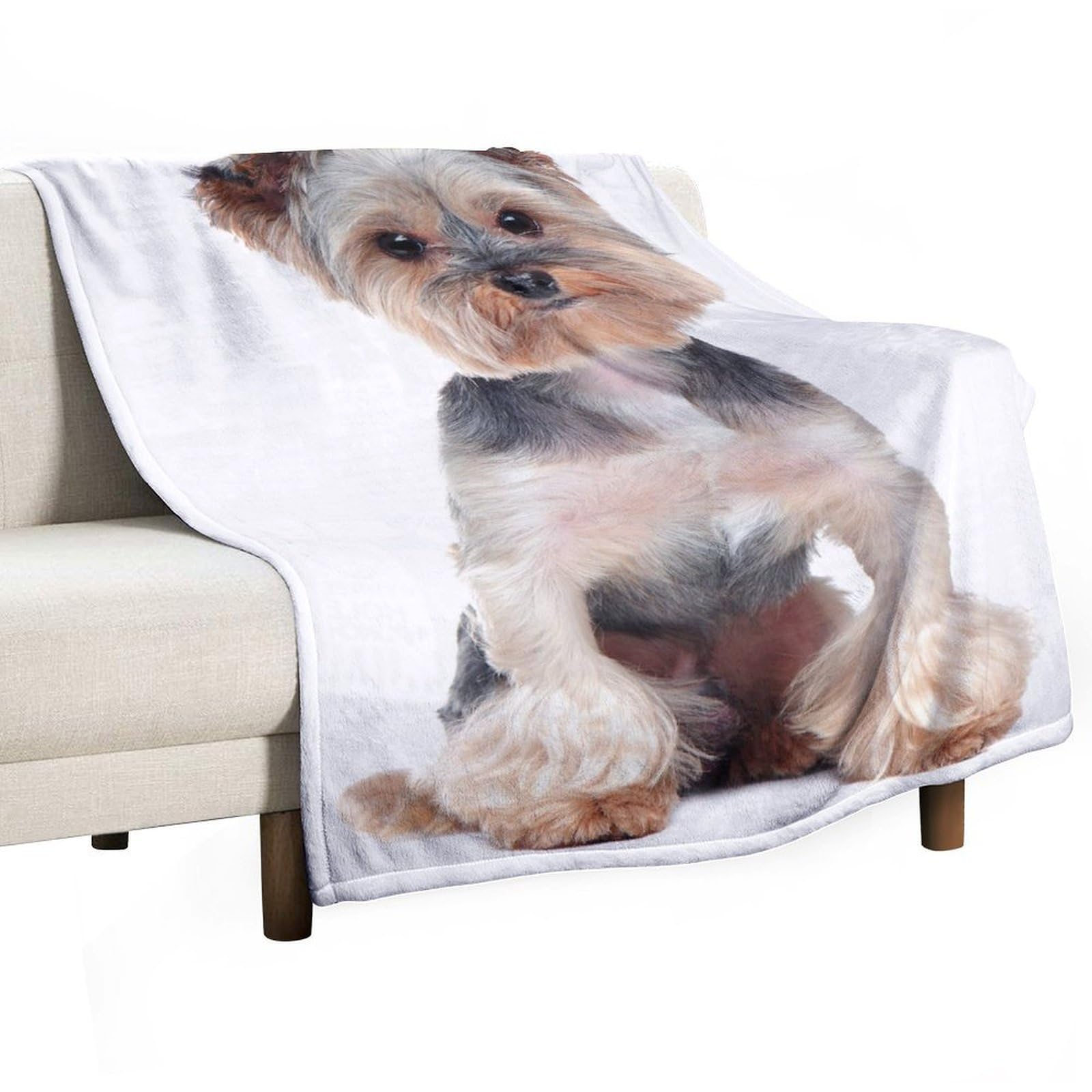 Hxwokrum Flannel Blanket, Yorkshire Terrier Throw Blanket for Couch Sofa Bed Office, Soft And Comfortable Without Pilling