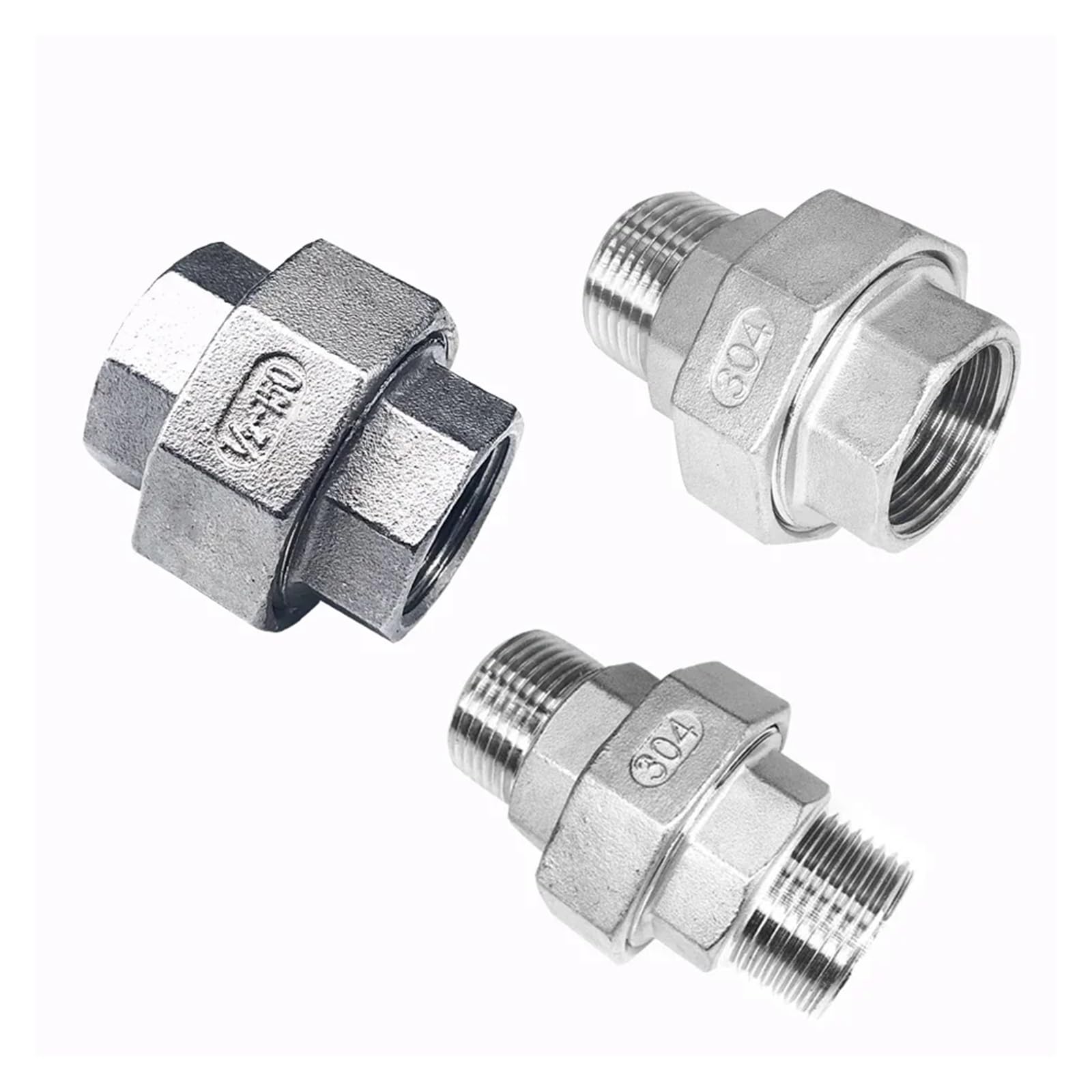 1 pieza de acoplamiento de unión de acero inoxidable 304, rosca hembra macho de 1/4", 3/8", 1/2", 3/4", 1", 1-1/4", 1-1/2", 2", for tubería fundida.(F-M,1-1/4")