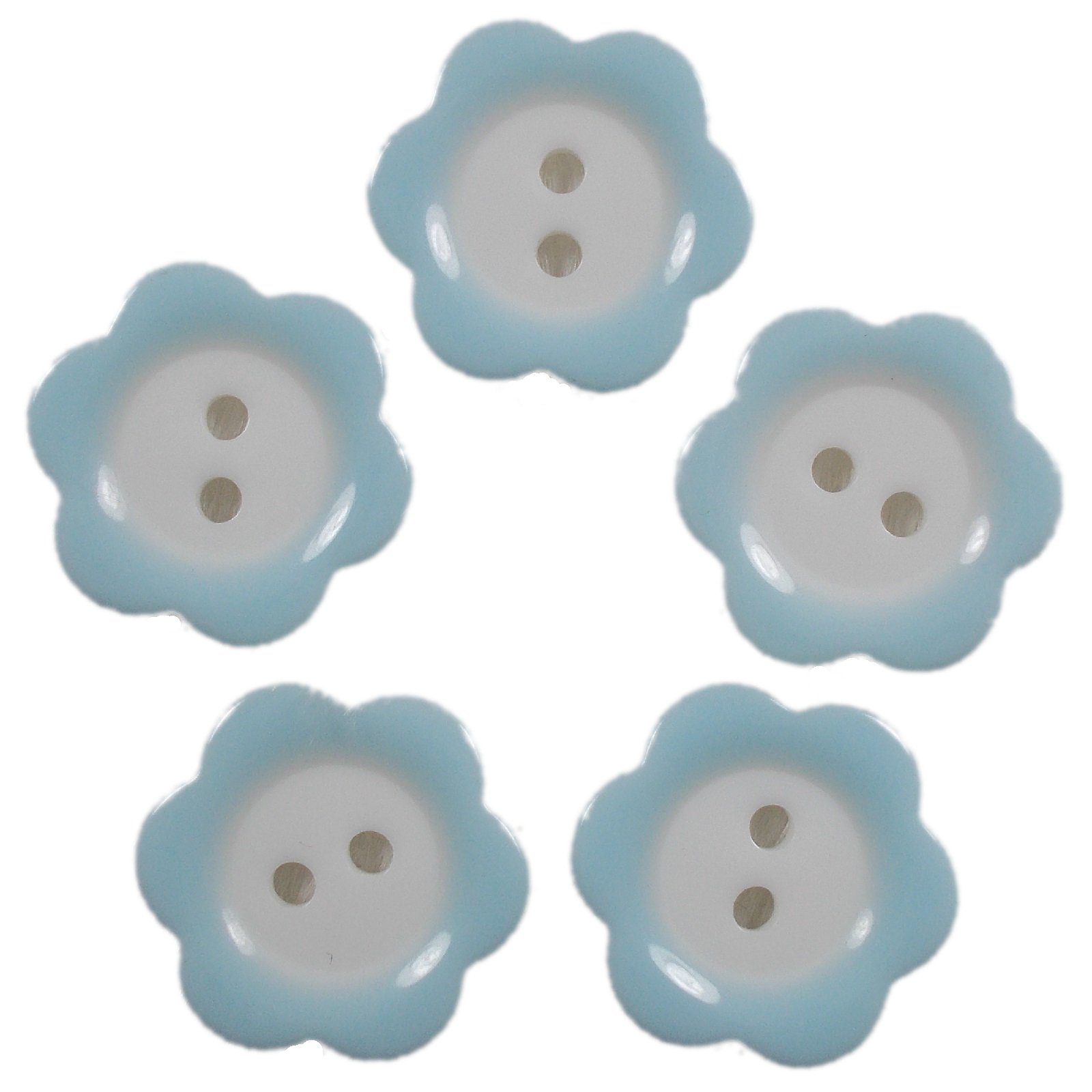 Push The Button Pale Blue Colour Rim Daisy Flower Plastic Buttons 20Mm (, 5)