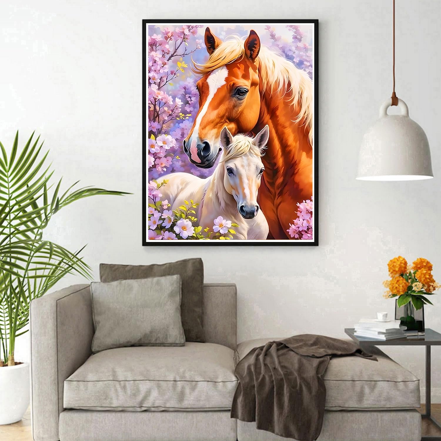 DPHERO Couple Horse Diamond Painting Kits for Beginners Adults,5D DIY Lovers Diamond Art Kits,Round Full Drill Horse Gem Art Crafts,DIY Flowers Painting by Numbers for Home Wall Decor 12x16 inch - Image 2