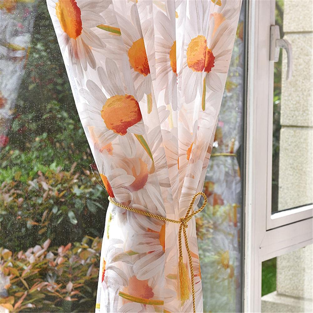 Tende in voile, con occhielli per finestra, motivo margherite, per camera da letto, soggiorno, porta, 1 pannello, 100 x 270 cm