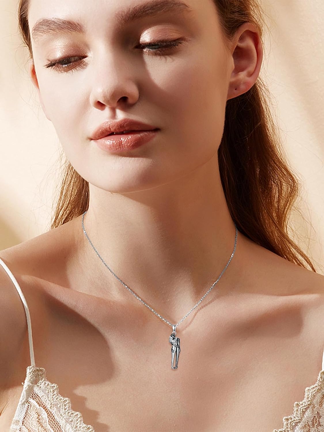 Hug Necklace for Women Hug Pendant Relationship Necklace 925 Sterling Silver Anniversary Pendant Jewelry Romantic Jewelry Birthday Gift - Image 5