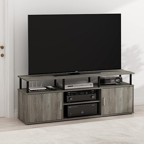 Miniatura 107 de Furinno - Soporte para centro de entretenimiento grande para televisor de hasta 55 pulgadas, madera negra Blackwood,Ámbar Pino/Negro,Columbia