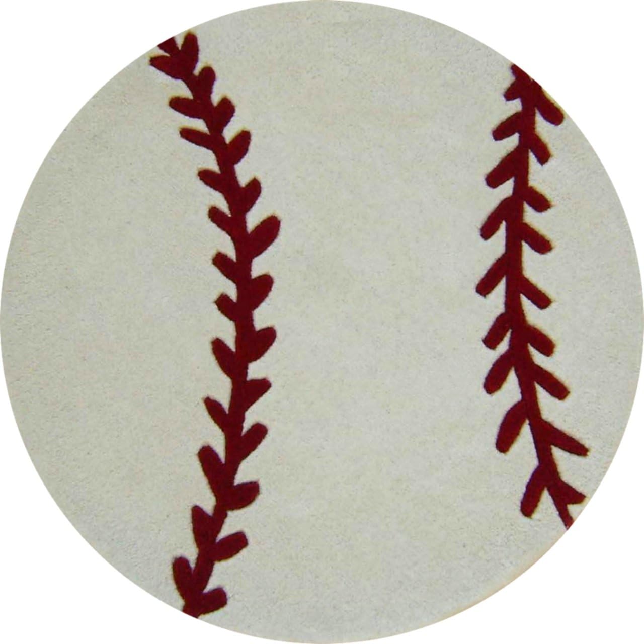 SI Area Rugs Sams Kids Round Area Rug, 3-Feet, Baseball