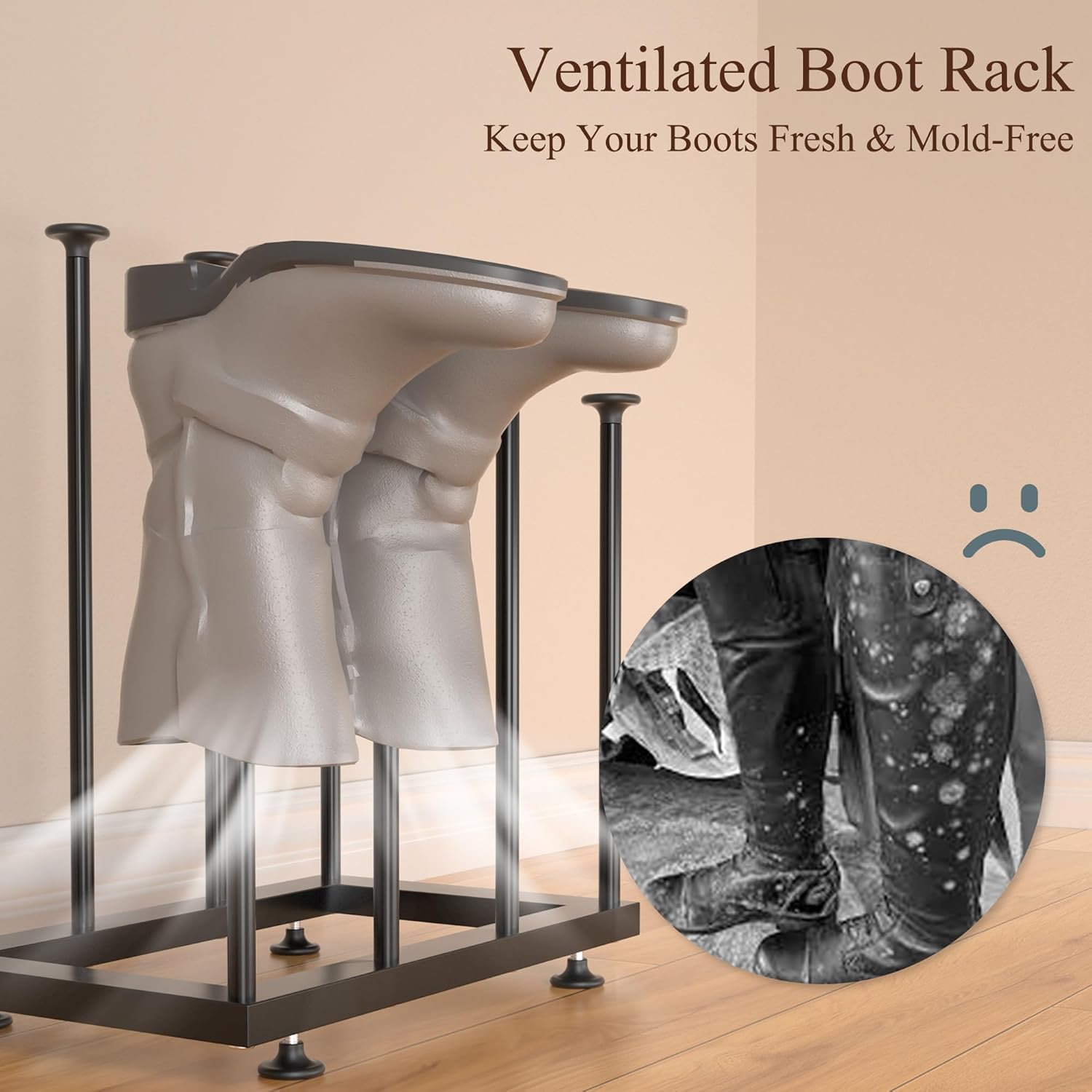 Free Standing Shoe Rack Organizer, Black Metal Tall Boot Holder, Space-Saving Shelf Storage, for Closet, Entryway, Garage, Bedroom, Outdoor, Apartment, Front Door, Entrance, Fits 12 Pairs - Image 6