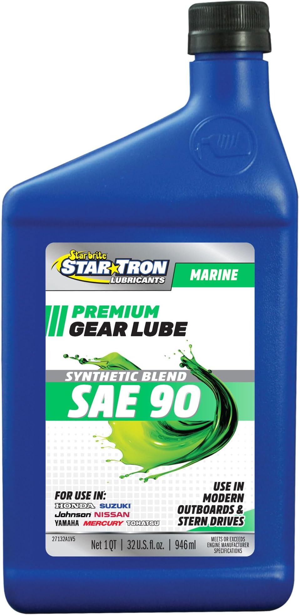 Star Tron Hypoid 90W Lower Unit Gear Lube - Ultimate Marine Grade Lubricant for Outboard Motors & Stern Drives - 32 OZ (027132)