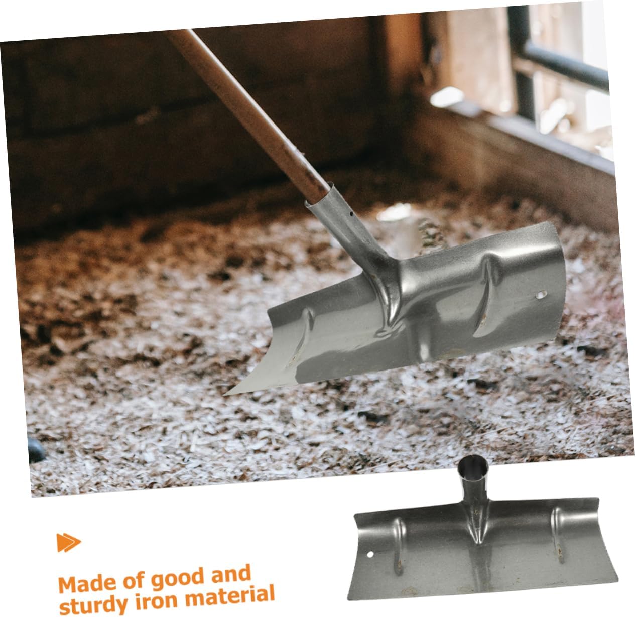 Kisangel Metal Manure Cleaning Rake Head for Poultry and Livestock 2-Piece Multi-Function Scraper Shovel for Easy Dung Removal