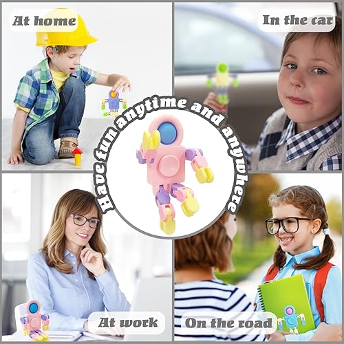 Miniatura 4 de 20 juguetes sensoriales divertidos para ansiedad, juguete de cadena transformable, juguete de dedo robot para aliviar el estrés, juguetes