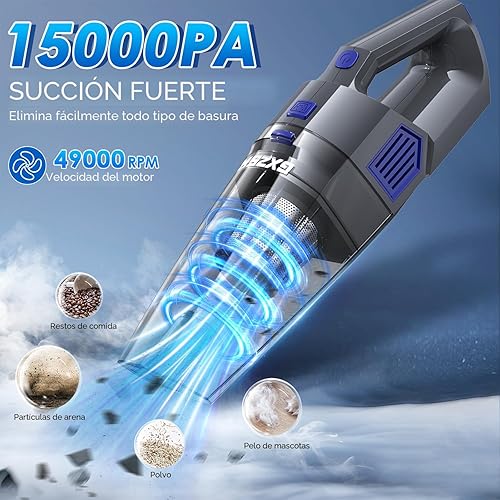 Miniatura 2 de Aspiradora de mano inalámbrica, 15000 PA de succión fuerte aspiradora de mano recargable, aspiradora de mano portátil con múltiples boquillas y