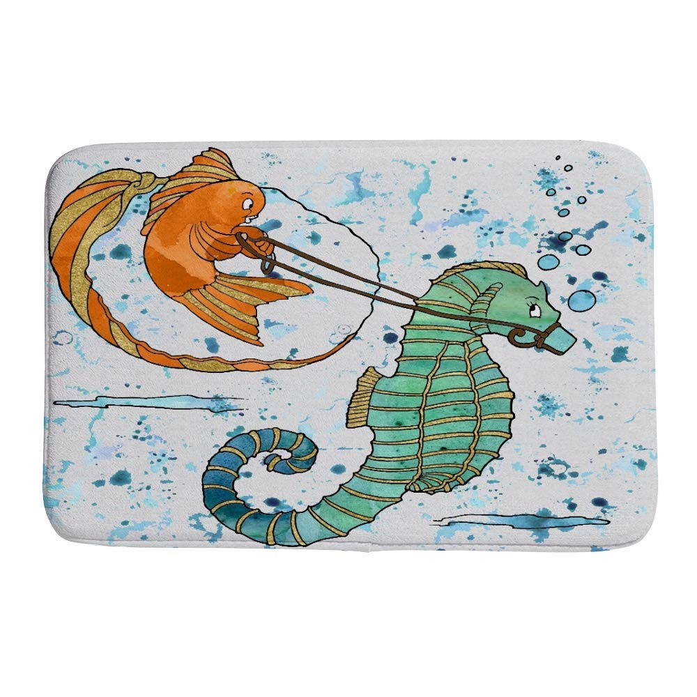 Tapis de bain antidérapant en velours corail marine CHEHONG 36x61 cm