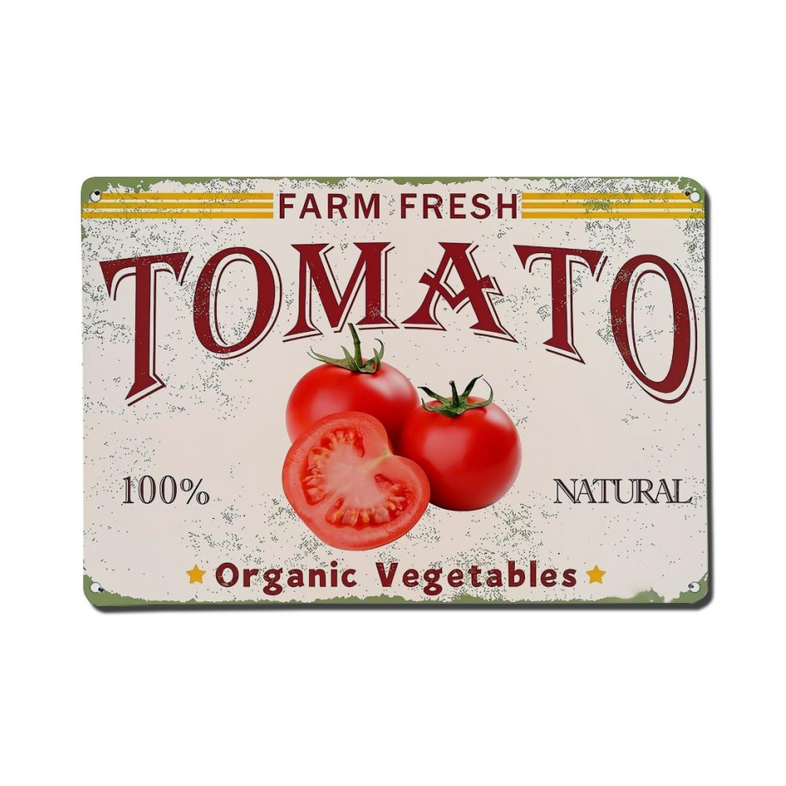 Jdfenggu Vintage Farm Fresh Tomato Organic Vegetables Retro Metal Tin Sign, Metal Poster For Bar, Home, Man Cave, Kitchen, Laundry Room Art Decor 8X12 Inch
