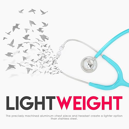 Miniatura 101 de MDF Acoustica MDF747XP09 Estetoscopio ligero para médicos, enfermeras, estudiantes, uso en el hogar, adulto, doble campana, tubo color verde oscuro