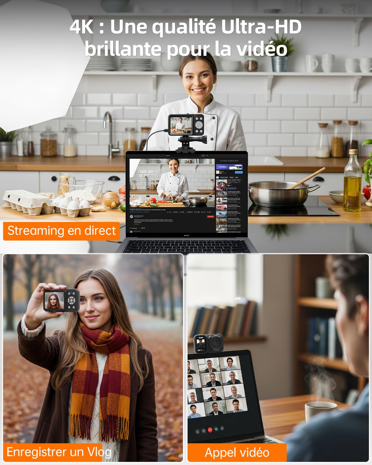 Rollei Appareil Photo Numérique 64MP 4K Compactline 64 Dual Screen Zoom 18X