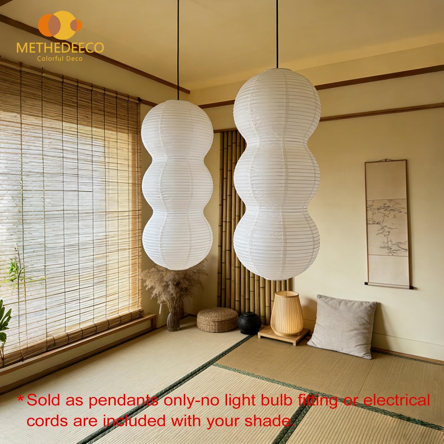 2PCS Foldable 3 tiered Paper Pendant Lampshade Size of 27inch,White handmade Hanging Paper Lamp Shade,Minimalist Boho ceiliing light lamp for kids room,living room,bedroom,kitchen Decor