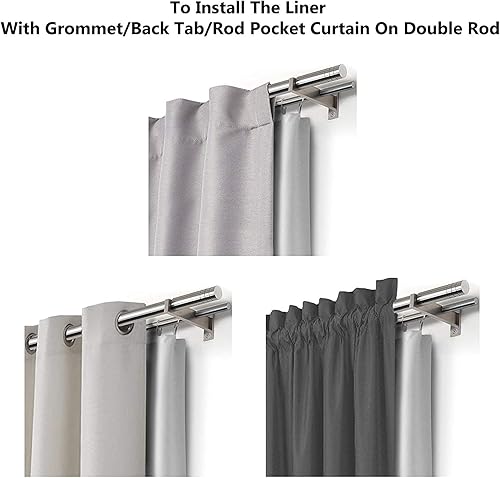 Miniatura 6 de DriftAway Forro de cortina opaca con aislamiento térmico 100% de oscurecimiento, 2 paneles de cada revestimiento, tamaño de 50 x 50 pulgadas,