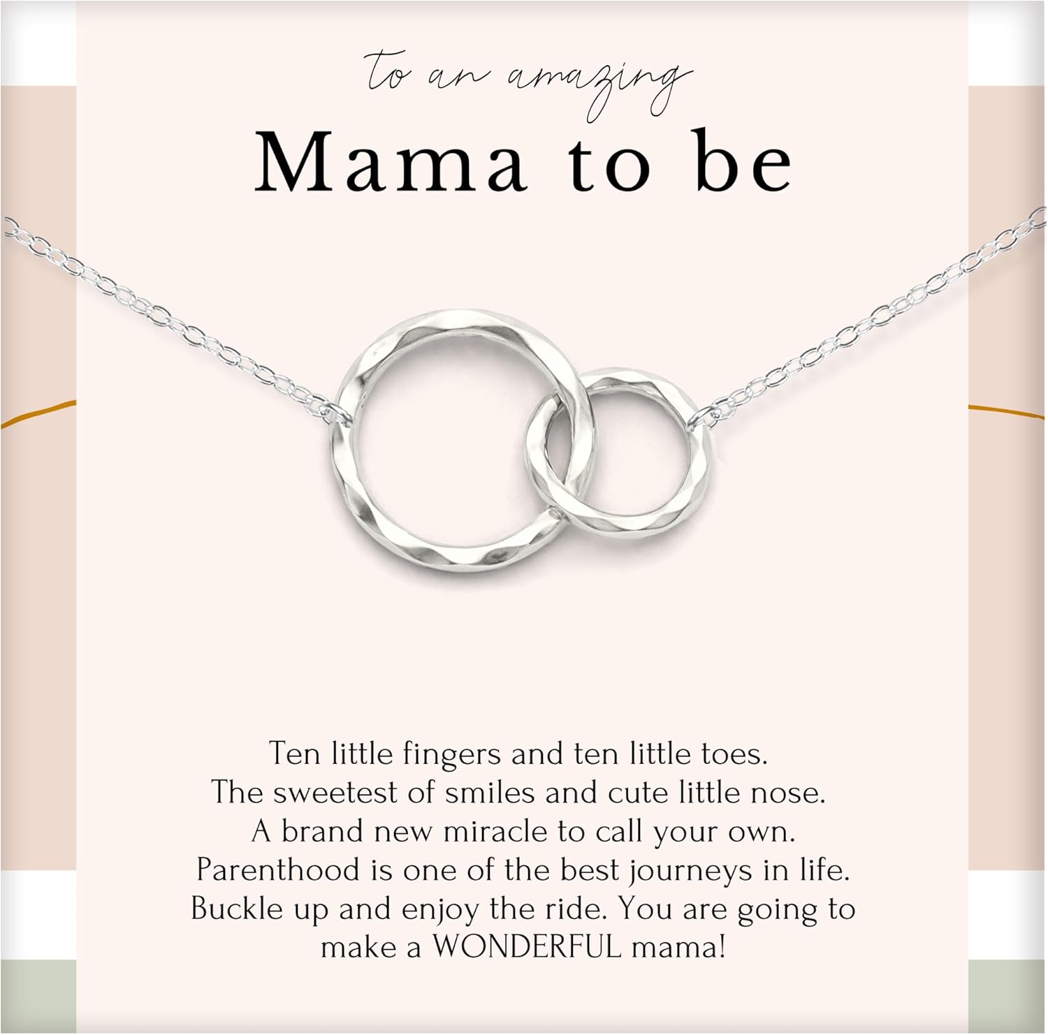 HOPE LOVE SHINE Twins “Mom to Be” Necklace – First Mothers Day Gift for Expecting Mom of Twins – Sterling Silver Double Circle Pendant