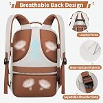 ZOMFELT Travel Backpack for Women Men, Carry on Luggage Backpack, TSA 15.6 inch Personal ltem Travel Bag Airplane, Weekender Bag Laptop Backpack Casual Daypack for School Business Trip, Khaki White