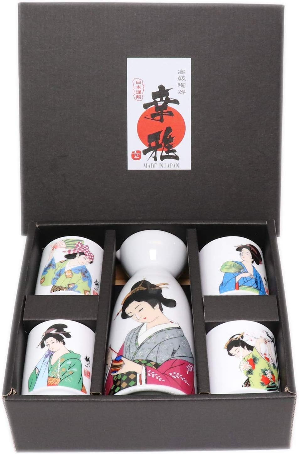 せともの本舗 Set of 10, Japanese Souvenir, Yamato Beauty 1:4, Ichigou Sake Cup Set, 5.6 fl oz (160 cc), 1.8 x 2.2 inches (45 x 55 mm), Asakusa, Souvenir, Japanese Souvenir, Commercial Use