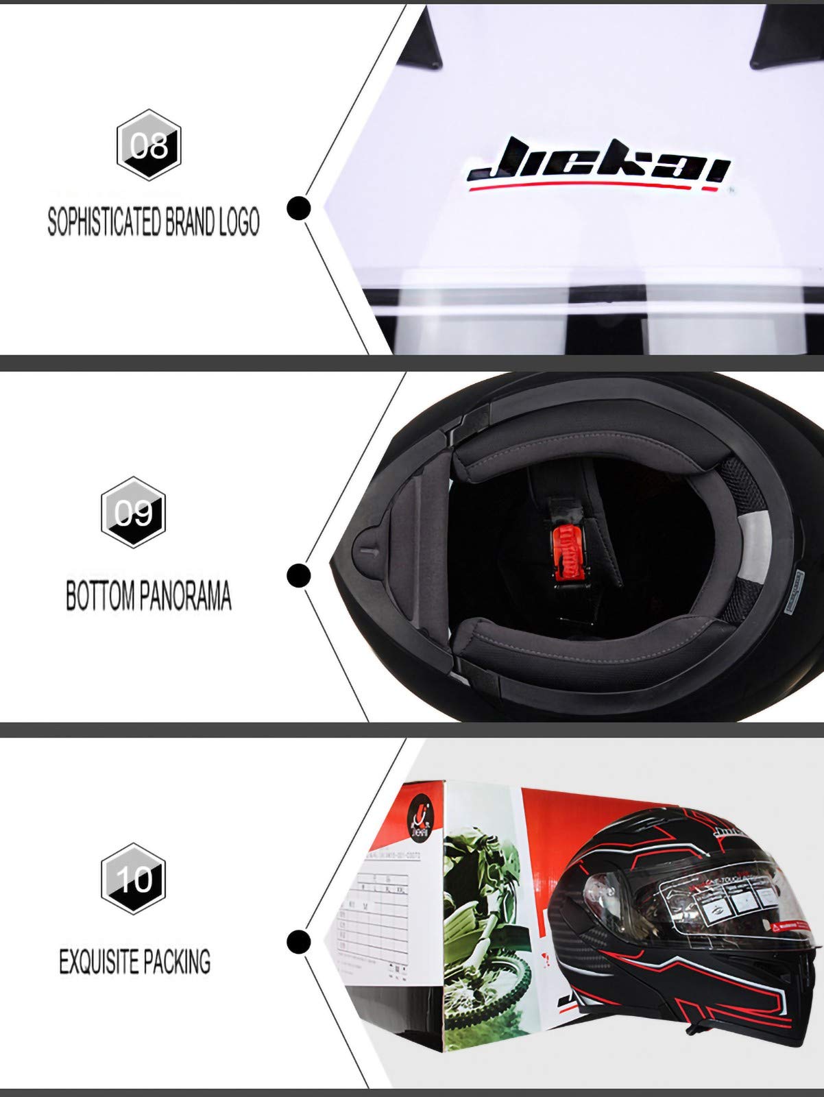 Visiera Antiappannamento Bluetooth Flip-Up Casco Casco Moto Casco Integrale Vivavoce, Antirumore, Risposta Automatica Casco Certificato ECE/DOT K,M=(57-58CM)