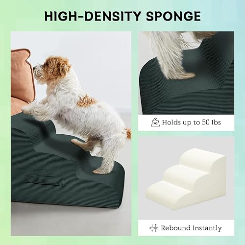 Miniatura 5 de Escaleras para perros, escalones para cama alta, 4 escalones para mascotas para perros pequeños, antideslizante, extraíble, lavable, rampa para
