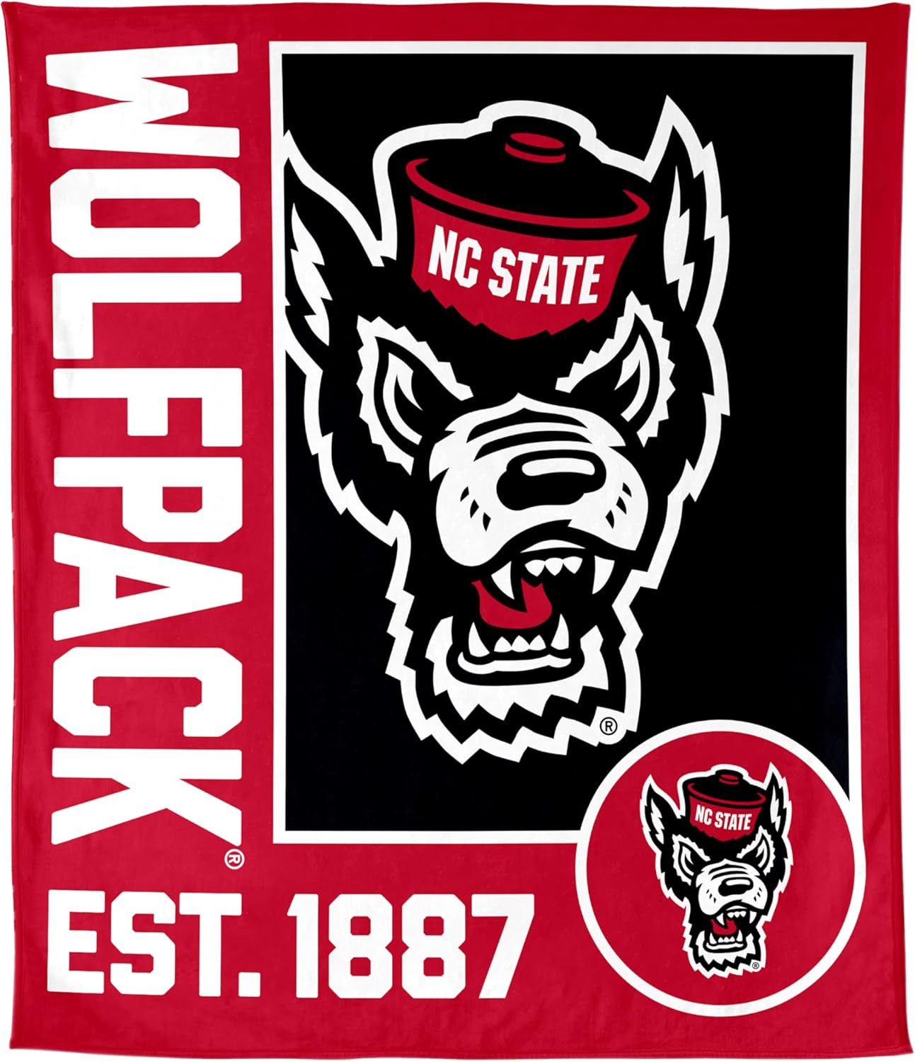 FANMATS NCAA North Carolina State Wolfpack Super Plush Throw Blanket – 60" x 70" Size | Team Color | Ultra-Soft Polyester Material