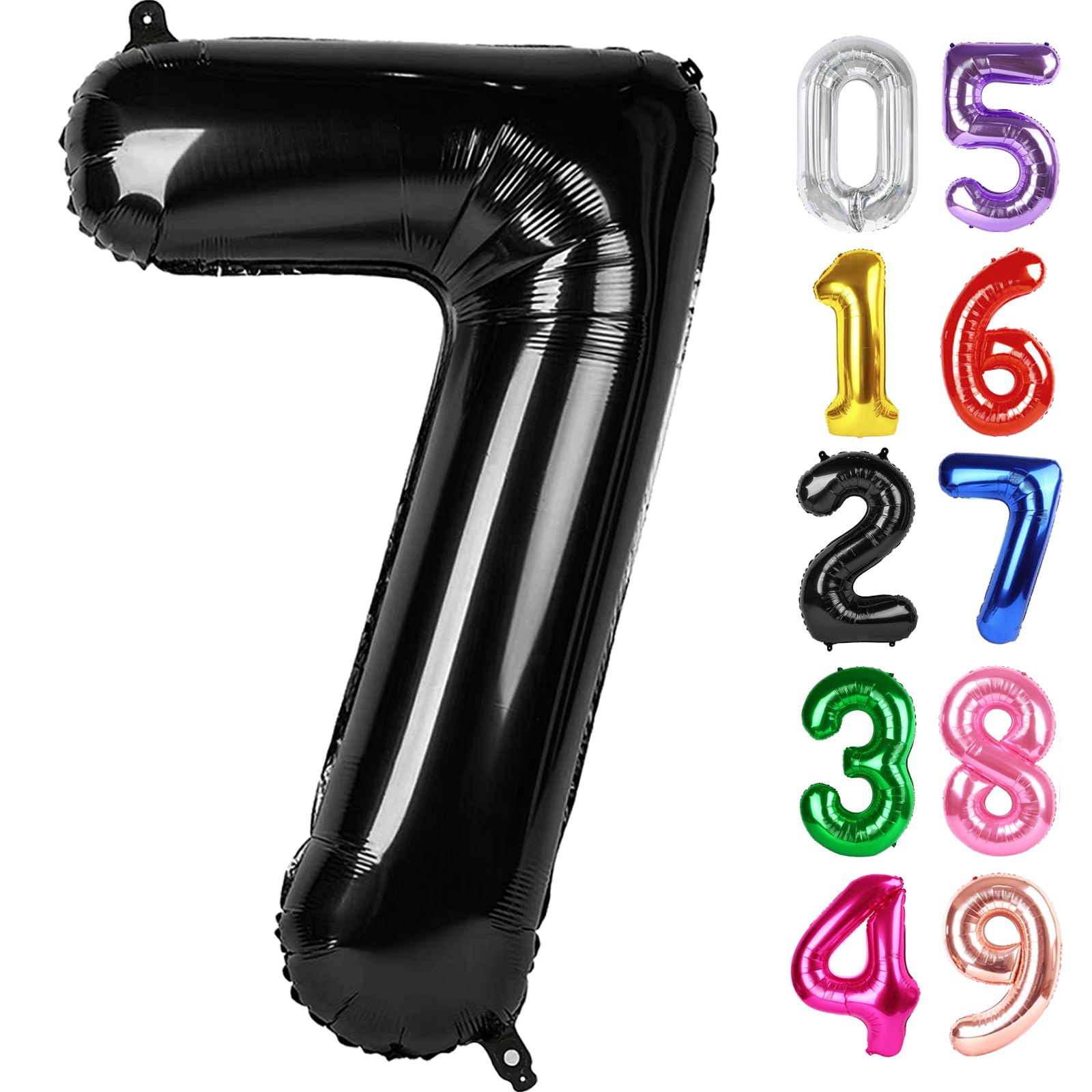 Black Number 7 Balloon 40 Inch, 7th Birthday Party Decorations Men Women