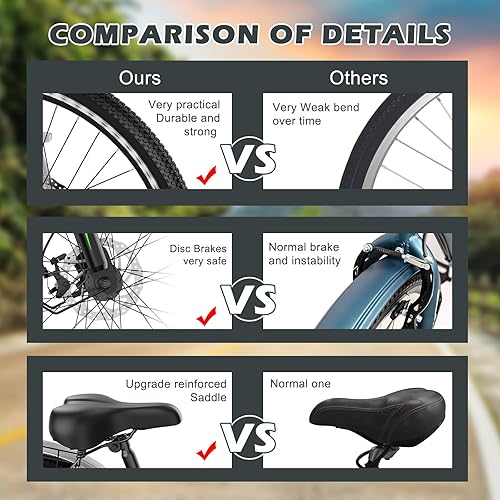 Miniatura 110 de ABORON Triciclo para adultos, bicicleta de 3 ruedas para adultos, triciclo para adultos, llantas de doble pared, triciclo para mujeres y hombres