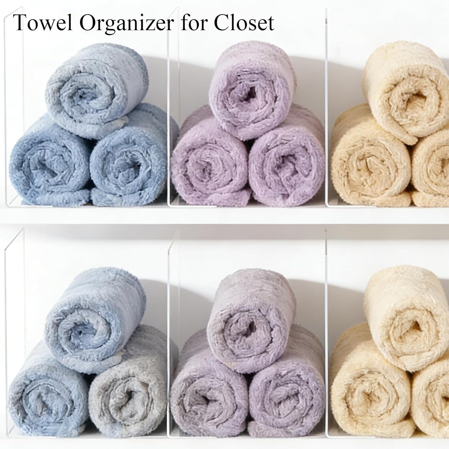 Shelf Dividers for Closet Organization: 12" Tall x 12" Deep Acrylic Shelf Dividers for Clothes Sweater Purse - Clear Closet Organizers and Storage Separators for Shelves, 12Pack