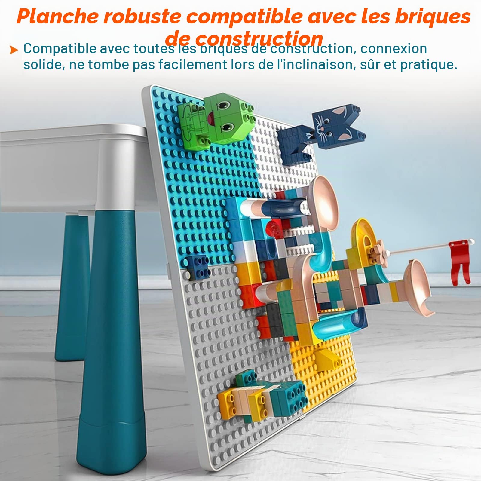 LZQ Table pour Enfant 5 en 1 avec chaises - avec 1 Chaise - Plateau Double Face - Table d'activités Multifonction avec Espace de Rangement
