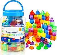 Odoorgames 60pcs Translucent 3D Geometric Shapes for Kids - Light Table Manipulatives, Sorting Stacking Toys for Teaching