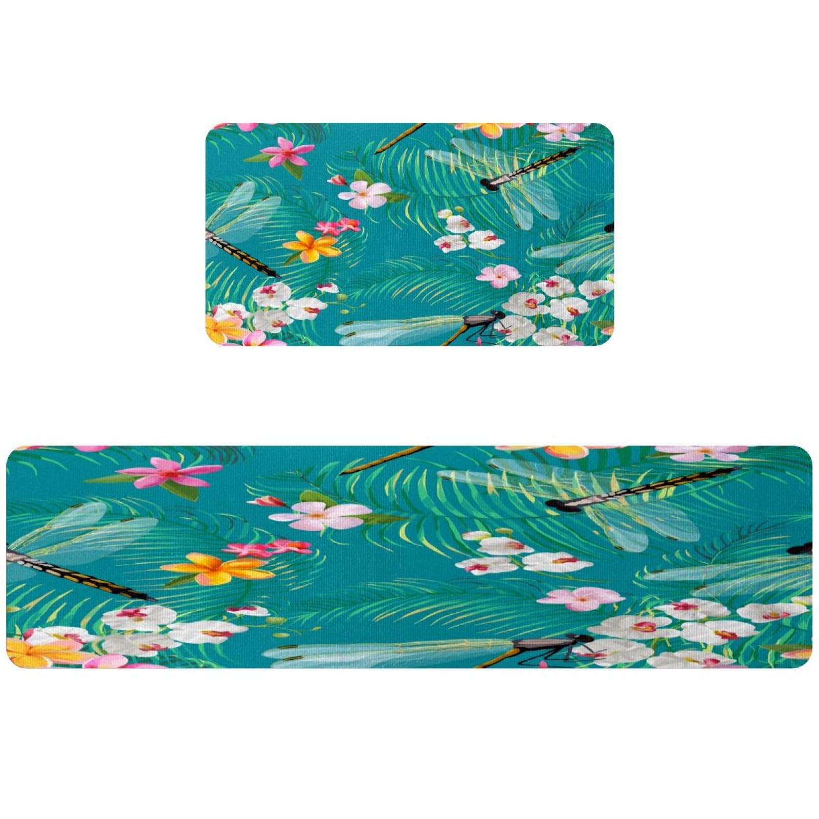 Tapis de cuisine antidérapants motif libellules tapis de couloir lavable premium