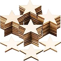 Vista 10 de Gejoy 500 piezas de estrellas de madera sin terminar, adornos de madera en blanco para manualidades, Día de los Caídos, Independencia, 4 de julio