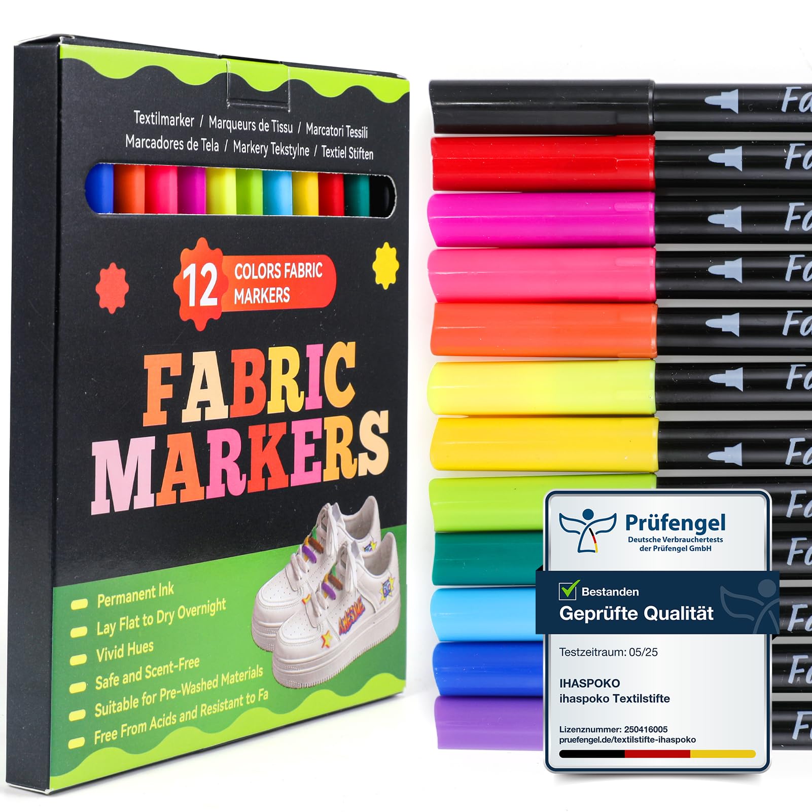 Pennarelli Per Tessuti Navie Mobi - 12 Colori Indelebili, Lavabili, Per T-Shirt, Scarpe, Jeans, Tovaglie - Foto 4