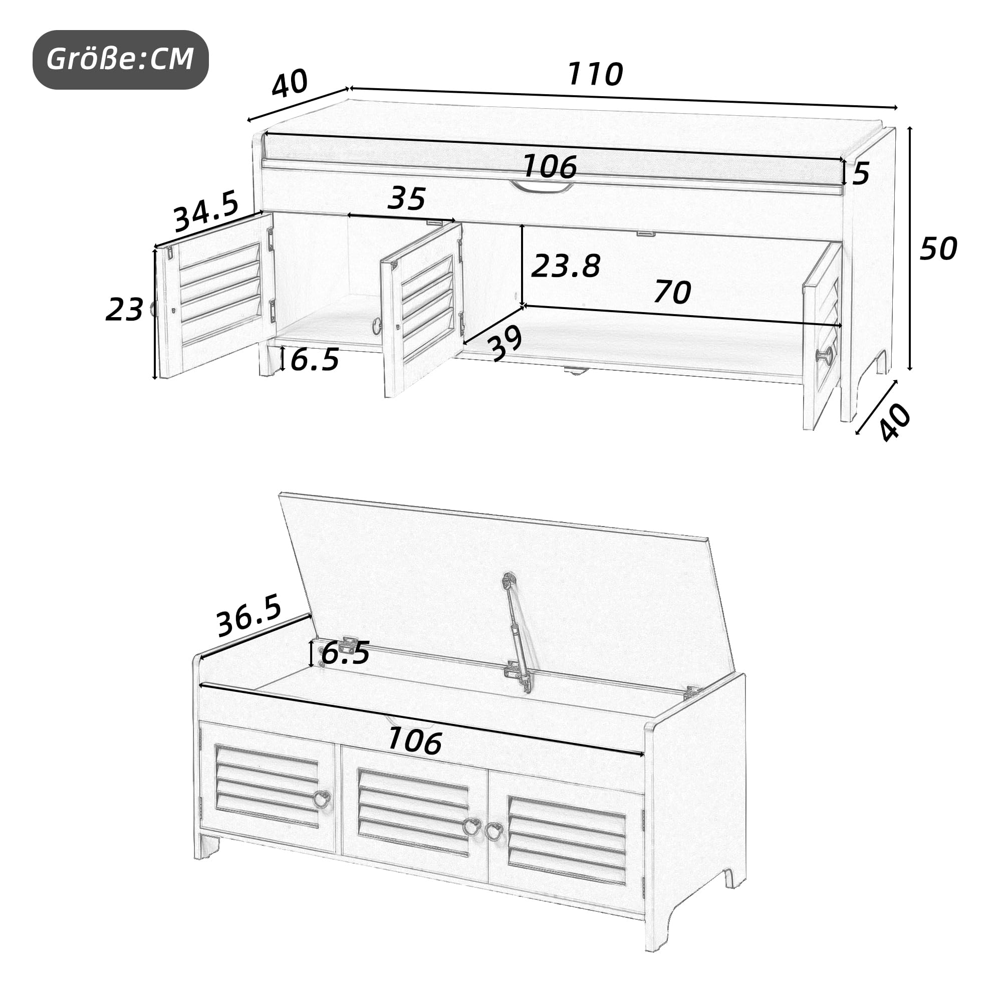 Panca moderna porta scarpe con seduta e 2 cassetti - 101 x 35 x 50 - Legno MDF - Bianco | Leroy Merlin