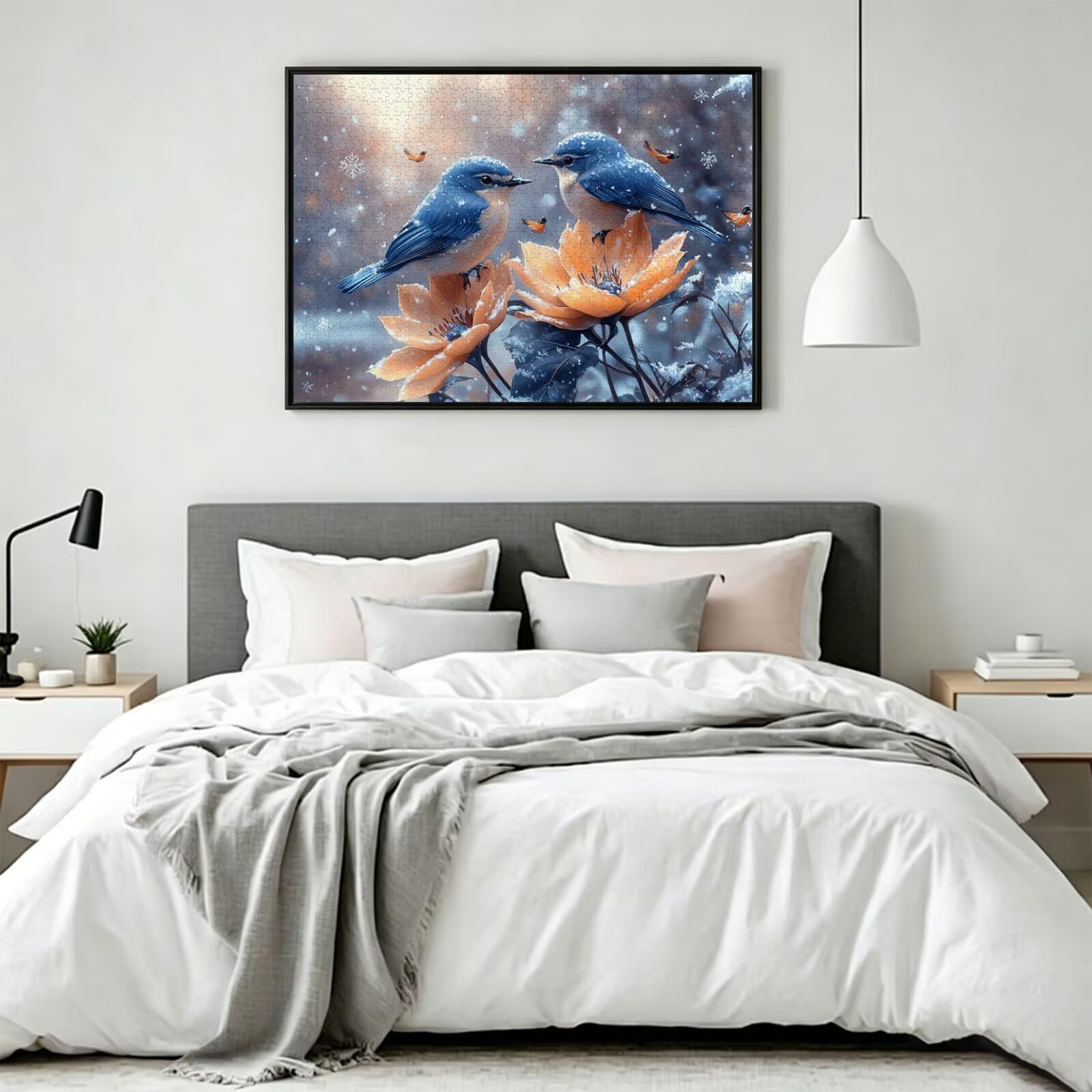 1500 sztuk puzzli dla dorosłych ptaków, wymagające gry logiczne, n-614 | Puzzle dla dorosłych płatek śniegu, wskazówki z literami, ciasne dopasowanie, aktywność rodzinna, wystrój domu