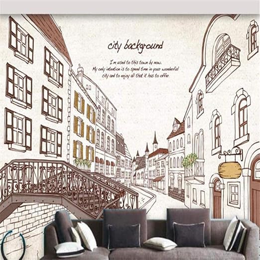 Amazon 山笑の美 3d不織布壁紙シームレス大壁画テレビソファ背景壁紙カフェティーショップ壁紙バー線画イラスト 280x0cm 壁紙