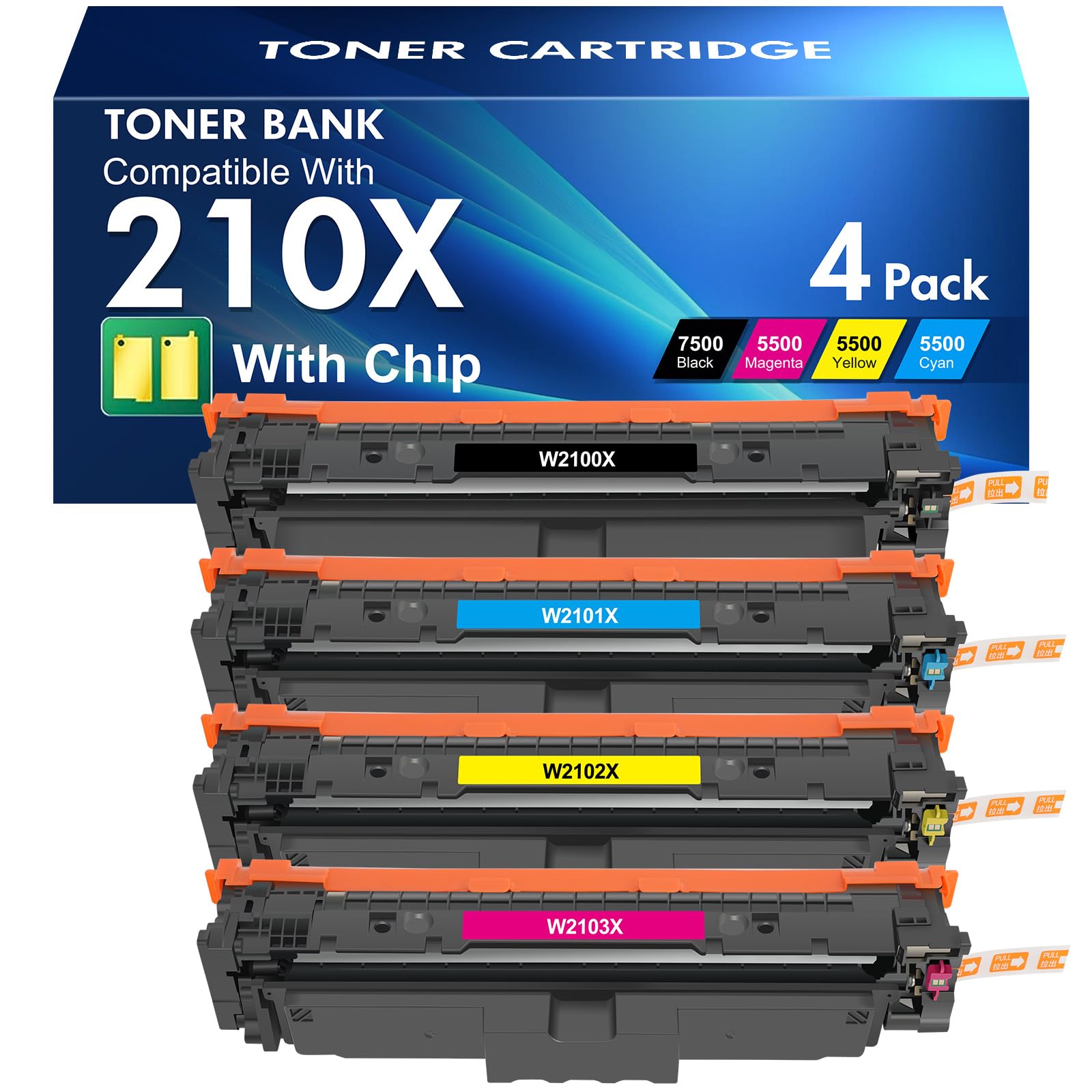Photo 1 of 210X Toner Cartridges 4 Pack 210A 210 W2100X MFP 4301fdw 4201dn High Yield